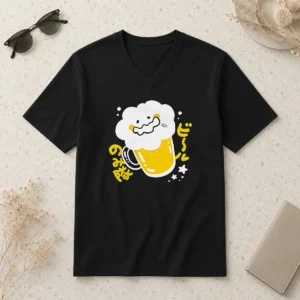 Pretty Beer Drinking Squad Beer Character Kawaii V-Neck Shirt