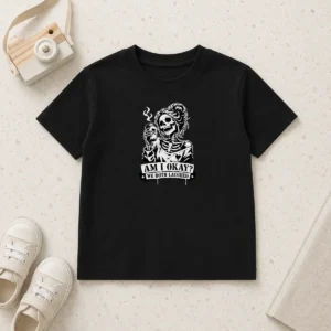Pretty Skeleton Girl Saying Am I Okay We Both Laughed Kids T-Shirt