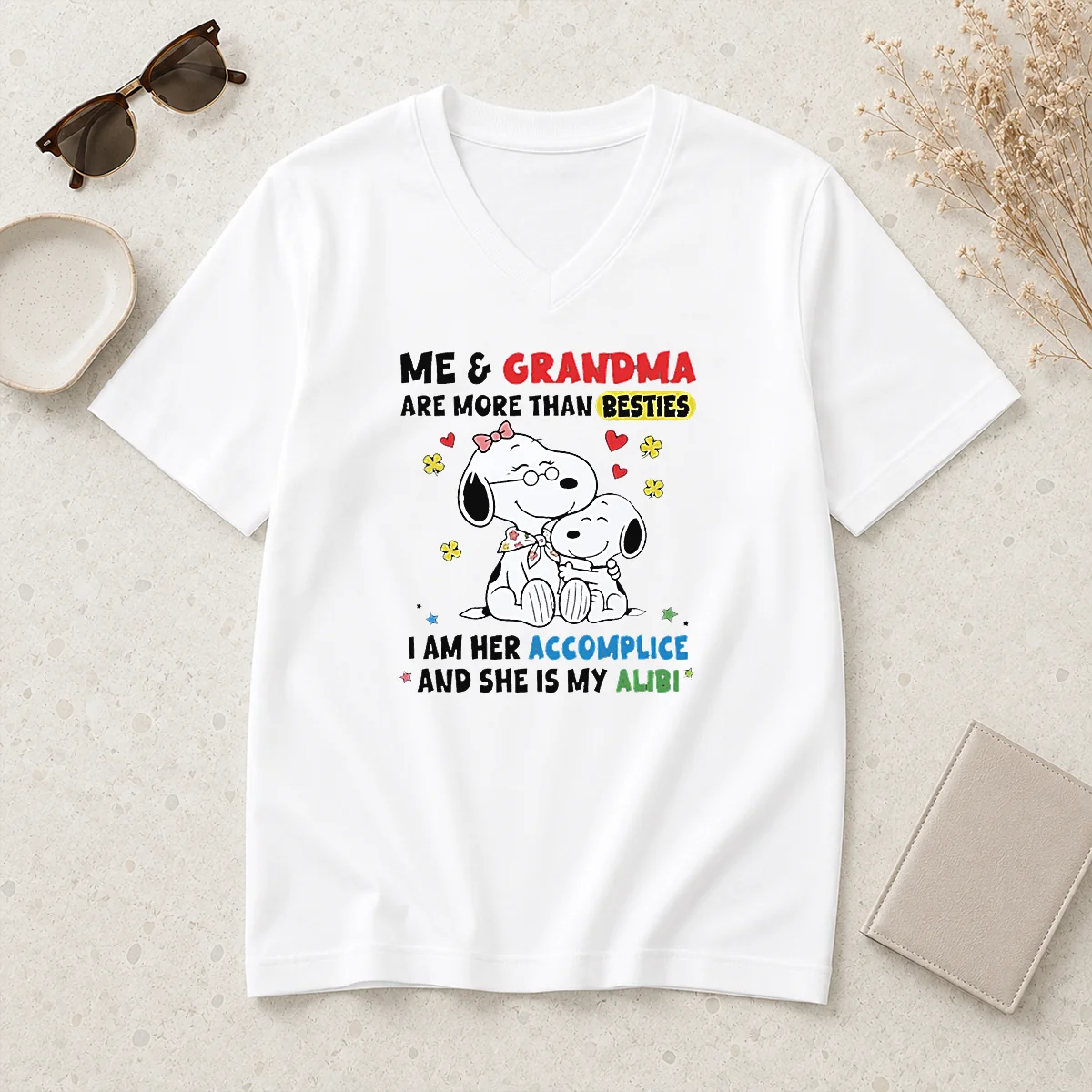 Pretty Snoopy Grandma Me And Are V-Neck Shirt Pretty Snoopy Grandma Me And Are V-Neck Shirt