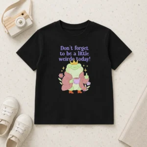 Pretty Top Dont Forget To Be A Little Weirdo Today Frog Kids T-Shirt