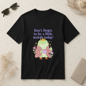 Pretty Top Dont Forget To Be A Little Weirdo Today Frog V-Neck Shirt