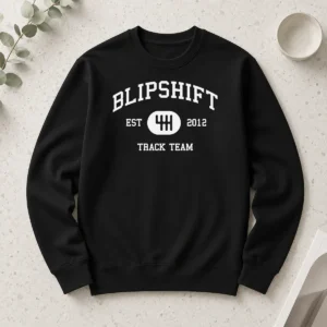 Top Awesome Blipshift Track Team Est 2012 long sleeve shirt in dark color with bold graphic print