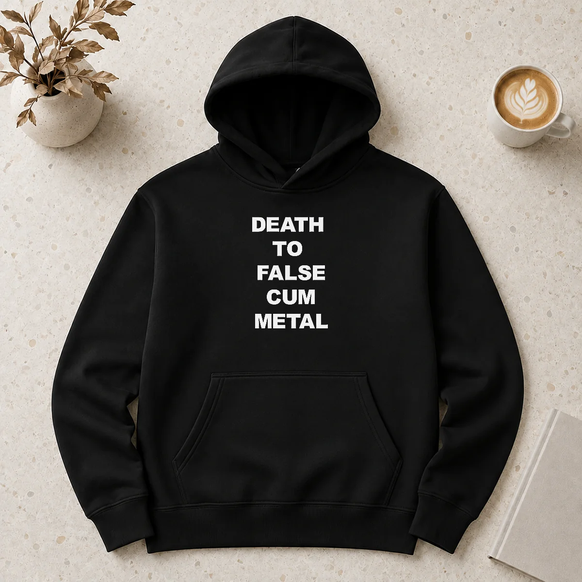 Top Death To False Cum Metal Metalhead Parody Hoodie