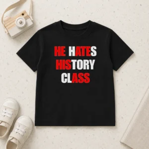 Top Funny He Hates History Class Kids T-Shirt