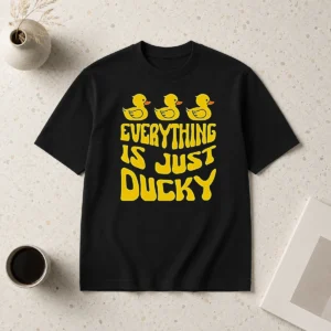 Top Good Everything Is Just Ducky t shirt in classic fit with vibrant duck graphic on front