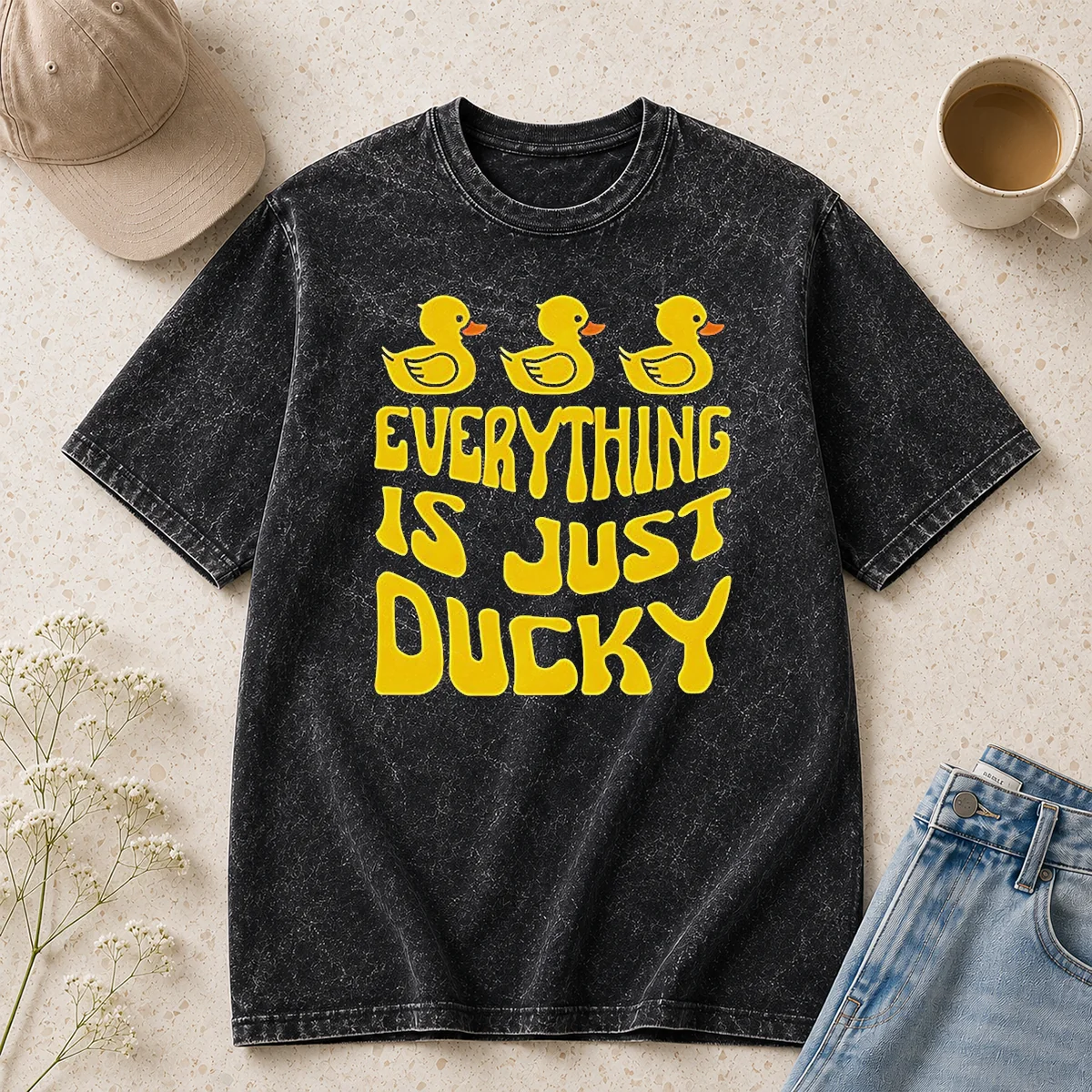 Top Good Everything Is Just Ducky Washed T-Shirt