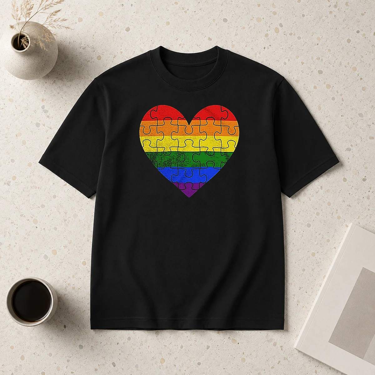 Top Homosexual Love Rainbow Heart Puzzle Shirt Top Homosexual Love Rainbow Heart Puzzle Shirt