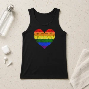 Top Homosexual Love Rainbow Heart Puzzle Tank Top