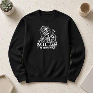 Top Humorous Skeleton Girl Coffee Quote Halloween Sweater