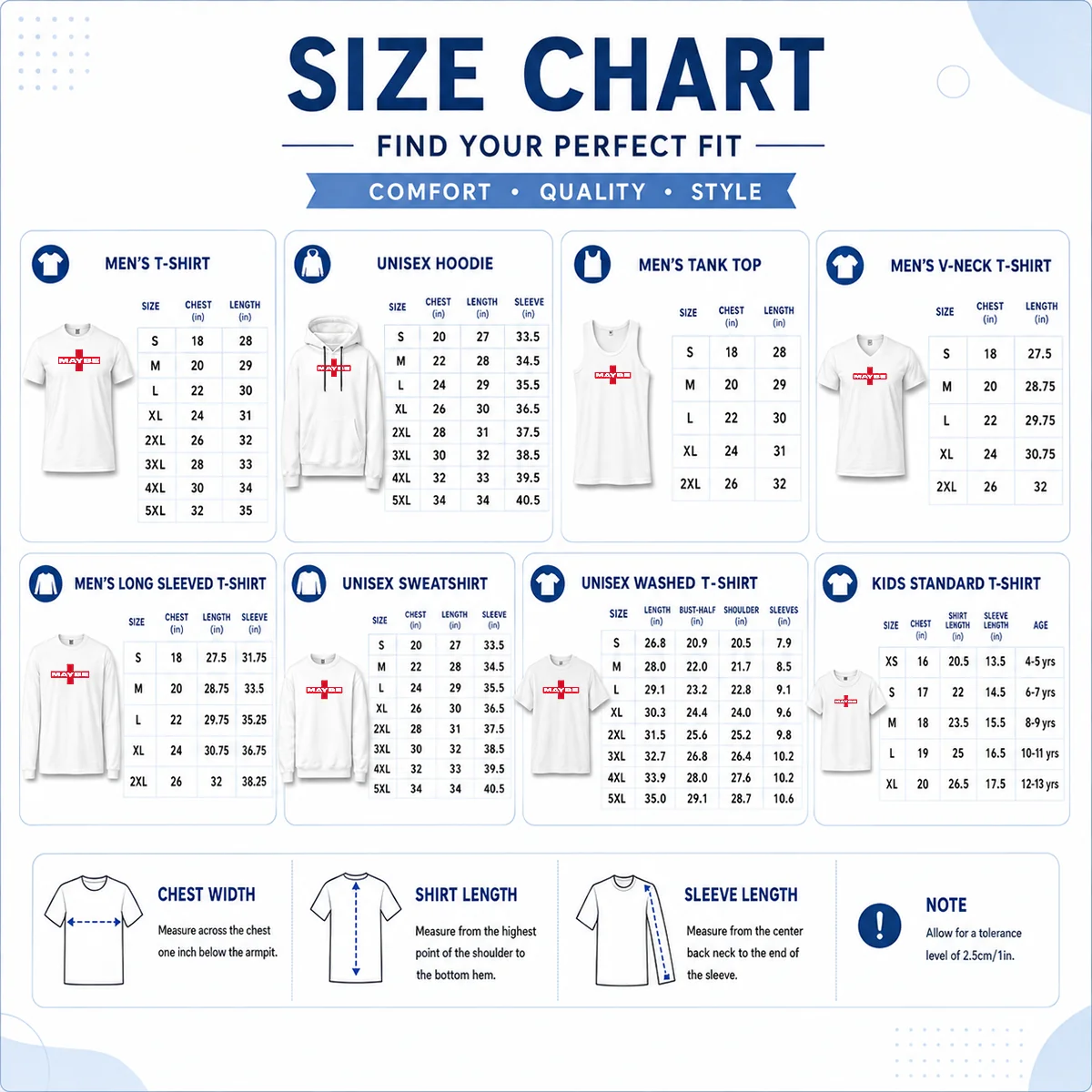 Top Maybe Mib Minimalist Size Chart Size chart for Top Maybe Mib Minimalist showing measurements in inches and centimeters