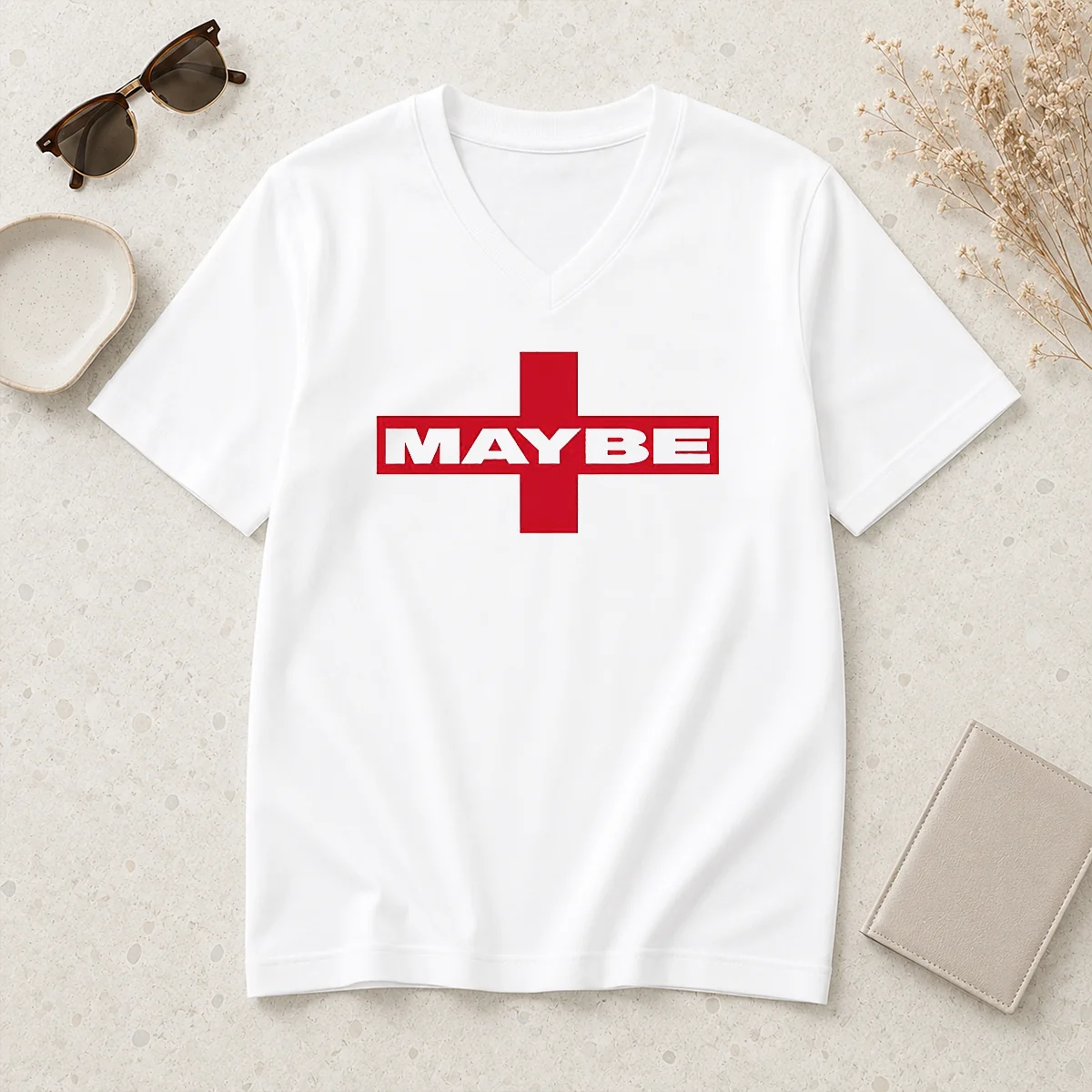 Top Maybe Mib Minimalist V-Neck Shirt Top Maybe Mib Minimalist V-Neck Shirt