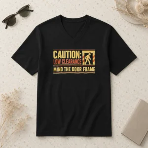 Top Official Caution Low Clearance Mind The Door Frame V-Neck Shirt