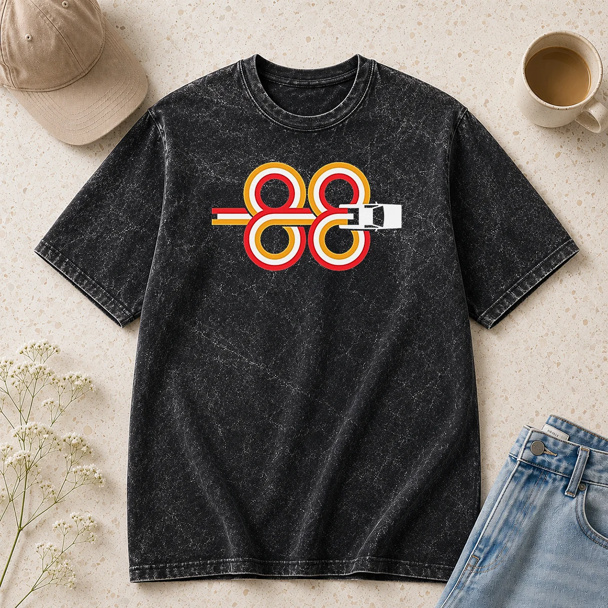 Top Premium Back To The Future Time Machine 88 Washed T-Shirt