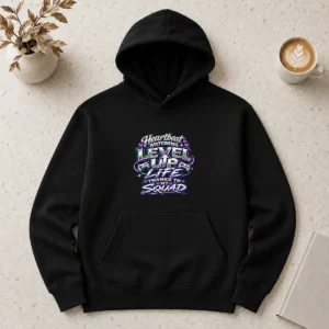 Y2K Chrome Heartbeat Level Up Life Squad Hoodie