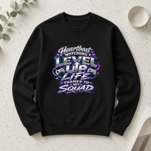 Y2K Chrome Heartbeat Level Up Life Squad Long Sleeve Shirt
