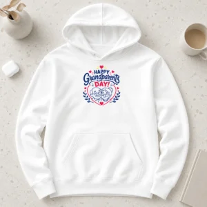 Awesome Happy Grandparents Day Heart Wreath Line Art Hoodie