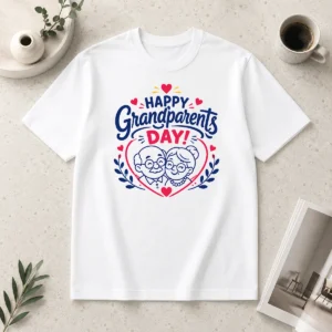 Awesome Happy Grandparents Day Heart Wreath Line Art