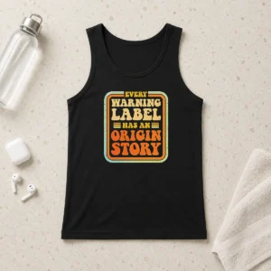 Awesome Hot Every Warning Label Has An Origin Story Retro Tank Top