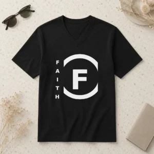 Awesome Nice Faith F Logo Minimalist V-Neck Shirt