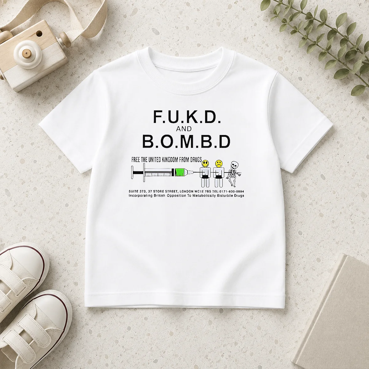 Funny Awesome FUKD And BOMBD Free The United Kingdom From Drugs Kids T-Shirt