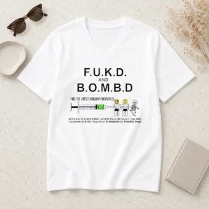 Funny Awesome FUKD And BOMBD Free The United Kingdom From Drugs V-Neck Shirt