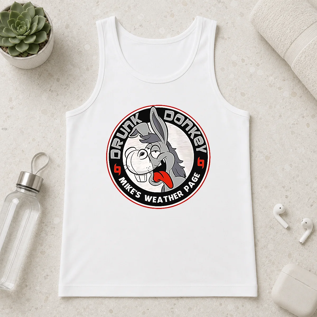 Funny Happy Good Drunk Donkey Mike'S Weather Page Tank Top