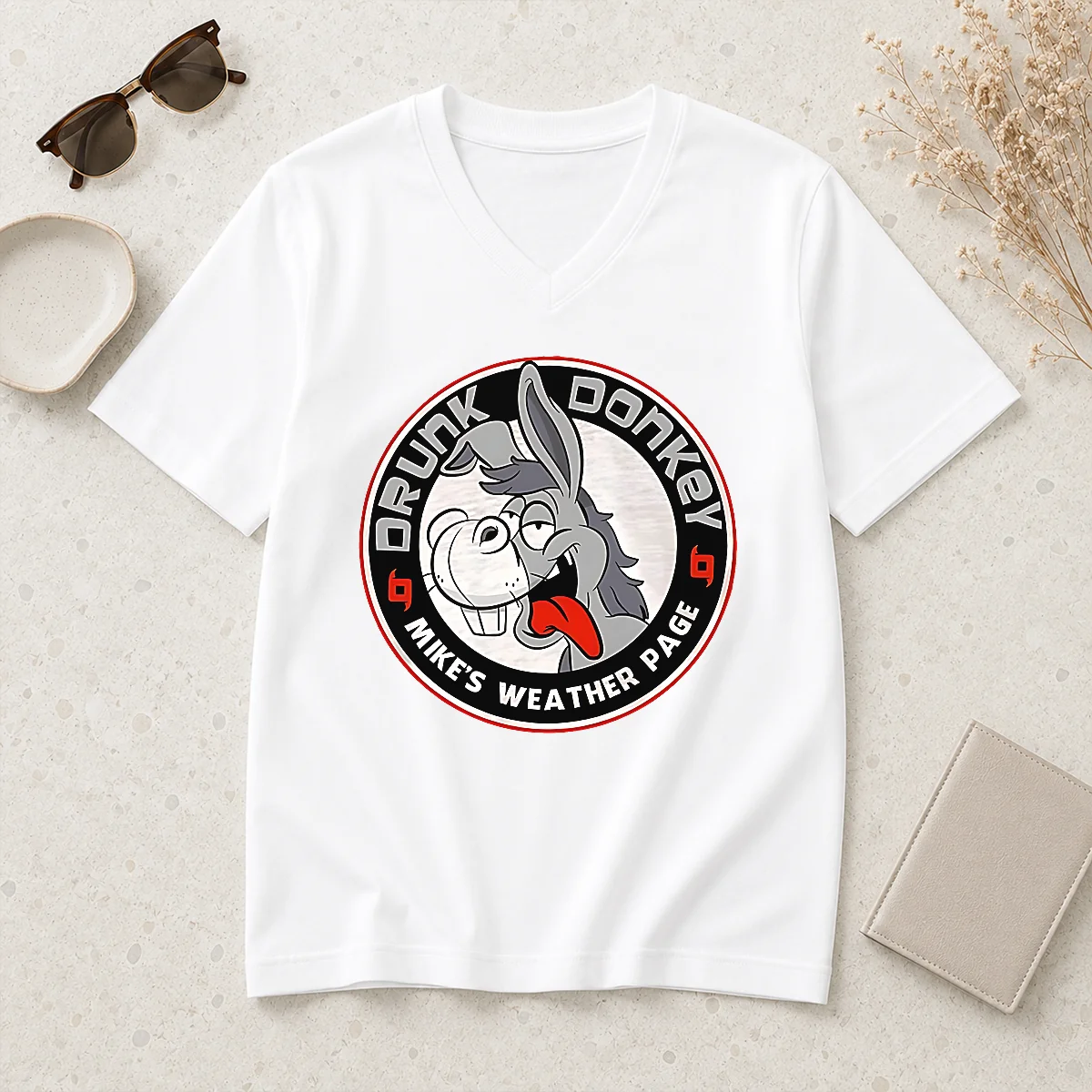Funny Happy Good Drunk Donkey Mike'S V-Neck Shirt Funny Happy Good Drunk Donkey Mike'S V-Neck Shirt