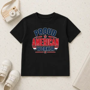Funny Pretty Proud American Worker Labour Day Vector Kids T-Shirt