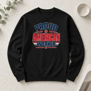 Funny Pretty Proud American Worker Labour Day Vector Long Sleeve Shirt