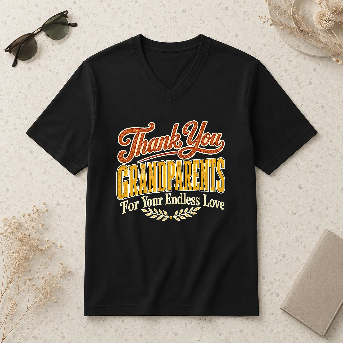 Good Awesome Grandparents Day Thank You V-Neck Shirt Good Awesome Grandparents Day Thank You V-Neck Shirt