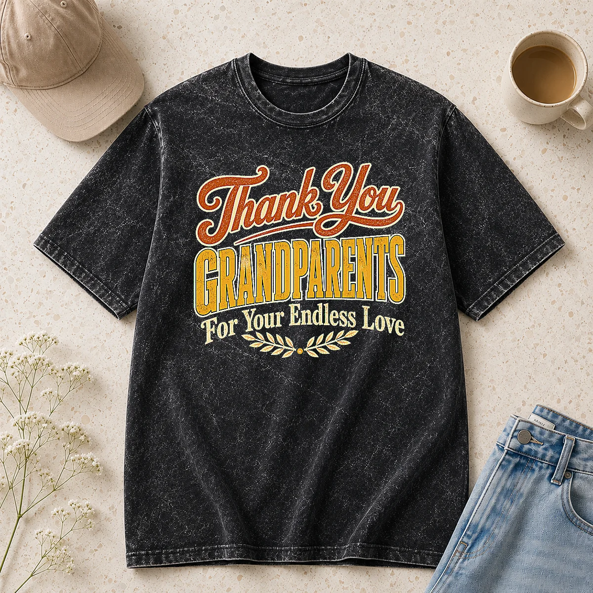 Good Awesome Grandparents Day Thank You Heartfelt Vector Washed T-Shirt