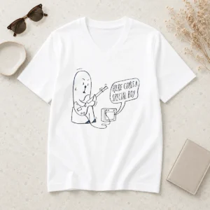 Good Here Comes A Special Boy Guitarist Doodle V-Neck Shirt