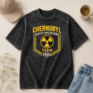 Good Hot Chernobyl Safety Team 1986 Front And Back Printed Geek Washed T-Shirt