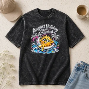 Good Official August Holiday Y2K For Summer Vibes Washed T-Shirt
