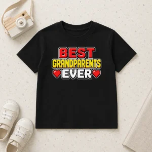 Good Official Best Grandparents Ever Pixel Heartfelt Kids T-Shirt
