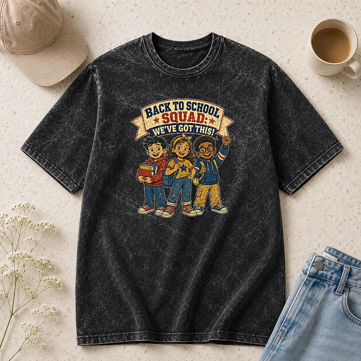 Good Original Back To School Squad Retro Distressed Washed T-Shirt