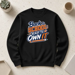 Happy Good Back To School Ready To Own It Typography Sweater