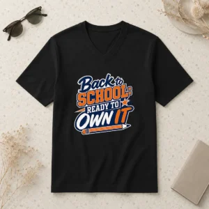 Happy Good Back To School Ready To Own It Typography V-Neck Shirt