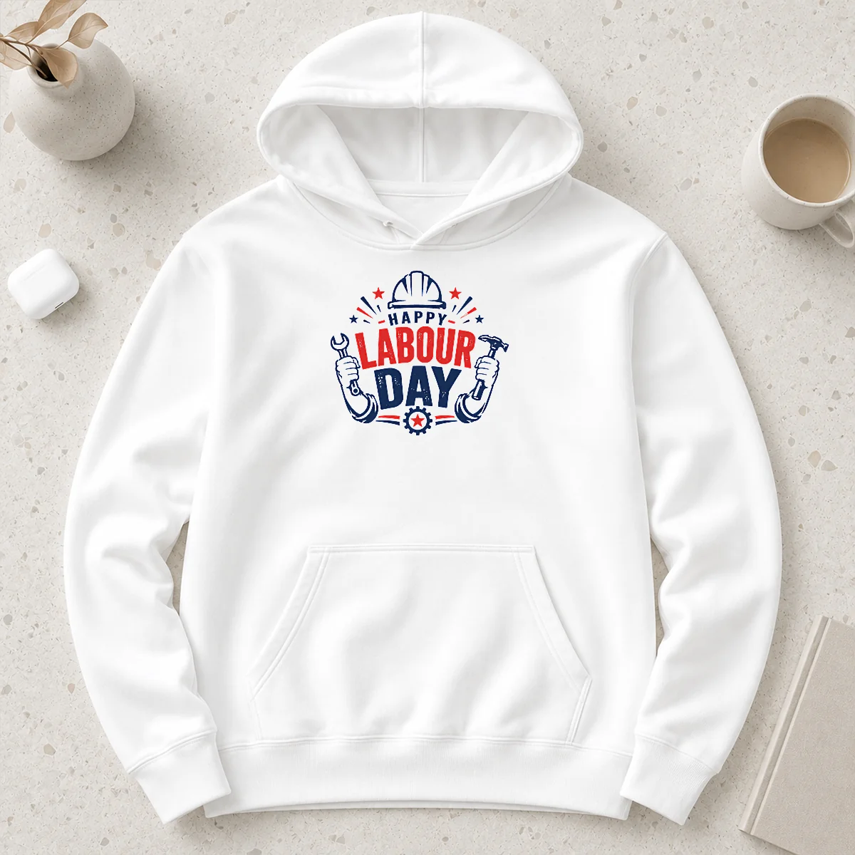 Happy Good Happy Labour Day Wrench Hammer Hard Hat Stars Hoodie