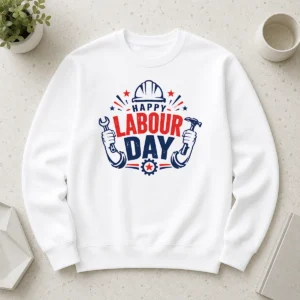 Happy Good Happy Labour Day Wrench Hammer Hard Hat Stars Sweater