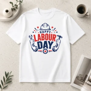 Happy Good Happy Labour Day Wrench Hammer Hard Hat Stars