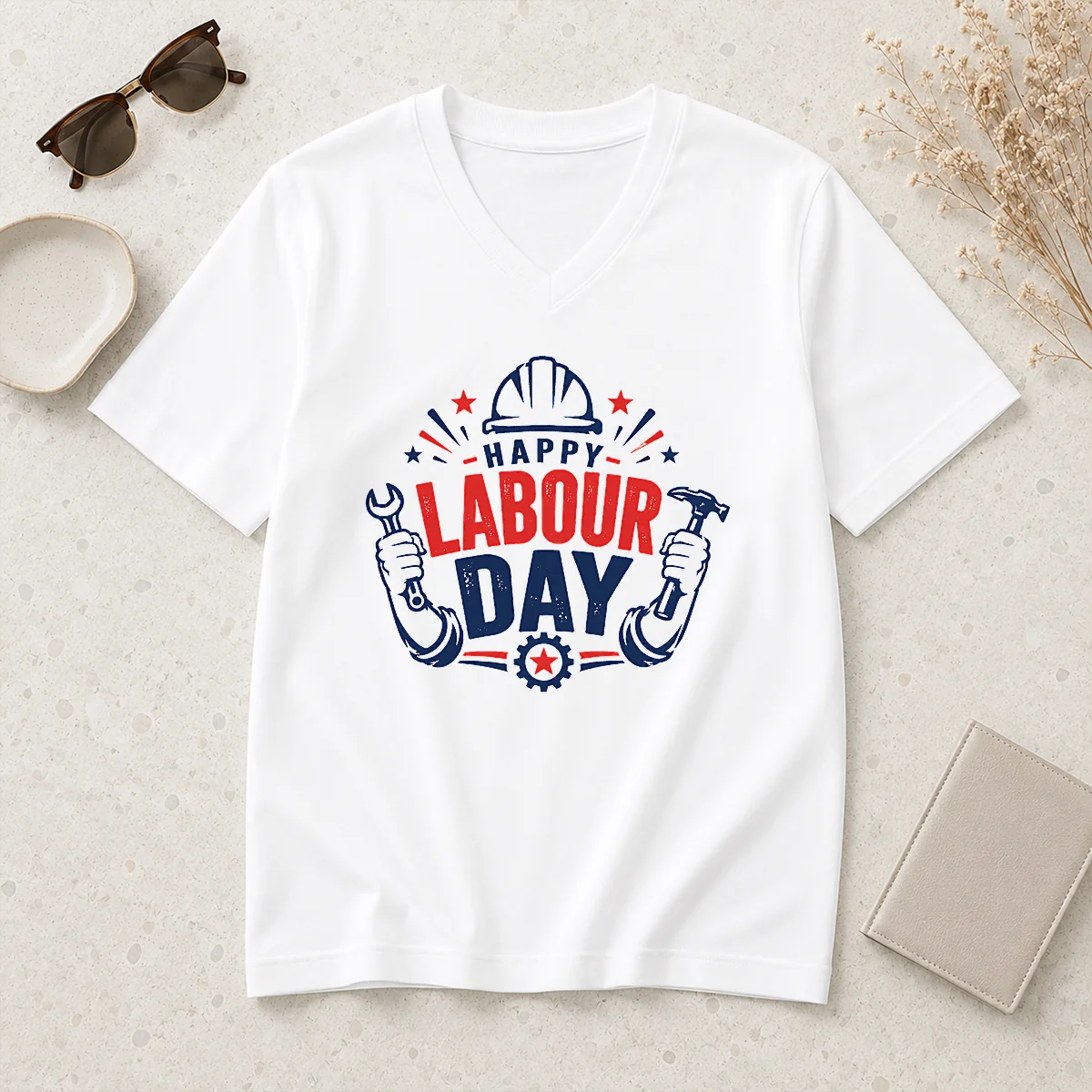 Happy Good Happy Labour Day Wrench V-Neck Shirt Happy Good Happy Labour Day Wrench V-Neck Shirt