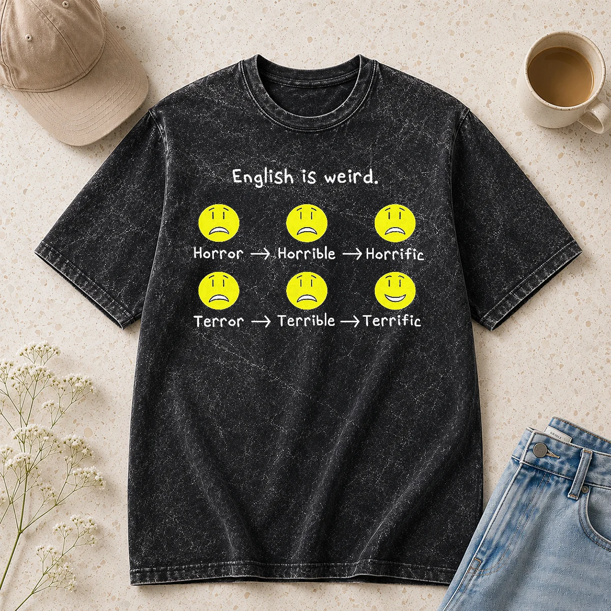 Happy Premium English Is Weird Geek Washed T-Shirt