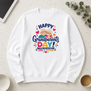 Hot Funny Happy Grandparents Day Love Wisdom Hearts Illustration Long Sleeve Shirt
