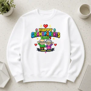 Hot Happy Grandparents Day Pixel Art Retro Thank You Sweater