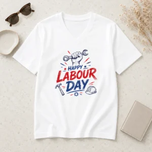 Hot Happy Labour Day Sketch Hand Wrench Hammer Tools V-Neck Shirt