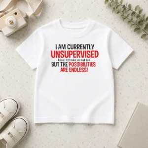 Hot Nice Hot I Am Currently Unsupervised I Know It Freaks Me Out Too Kids T-Shirt