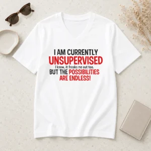 Hot Nice Hot I Am Currently Unsupervised I Know It Freaks Me Out Too V-Neck Shirt