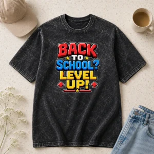 Hot Premium Back To School Pixel Level Up For Students Washed T-Shirt