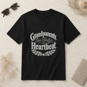 Hot Pretty Grandparents Day Heartfelt Family Sketch V-Neck Shirt